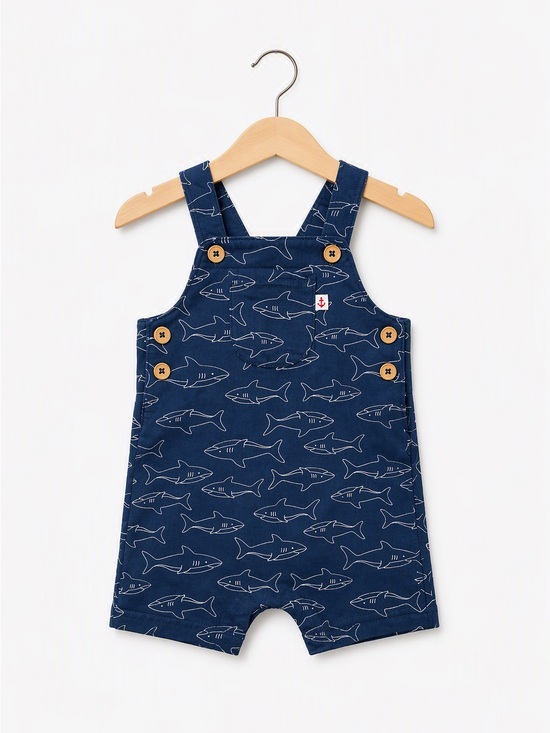 Carter's Other - 5/15$ Child of Mine Baby Boys Navy Shark Shortall Overalls 12M Summer